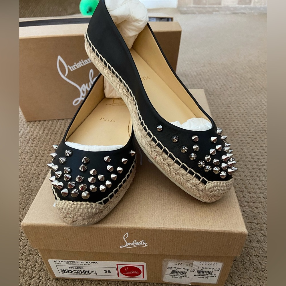 Christian Louboutin Aliochette Flat Nappa Sz 36 New studded